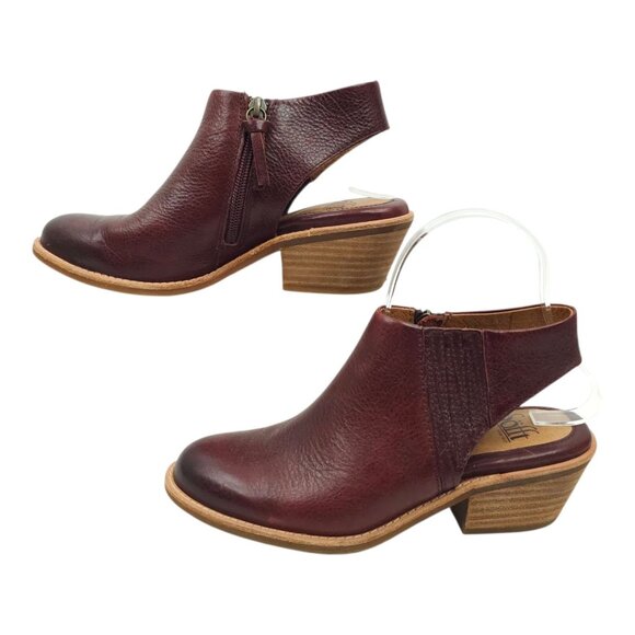 Sofft Arabia Slingback Bootie Women 6M Port Leather Maroon Side Zip Stacked Heel - Picture 11 of 16